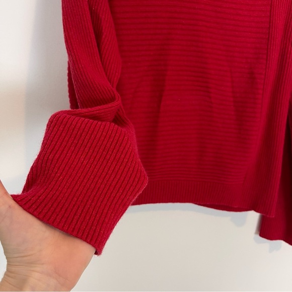 Nic + Zoe PRAISE SWEATER viscose wool angora red boat neck SZ L pullover knit - Picture 4 of 7